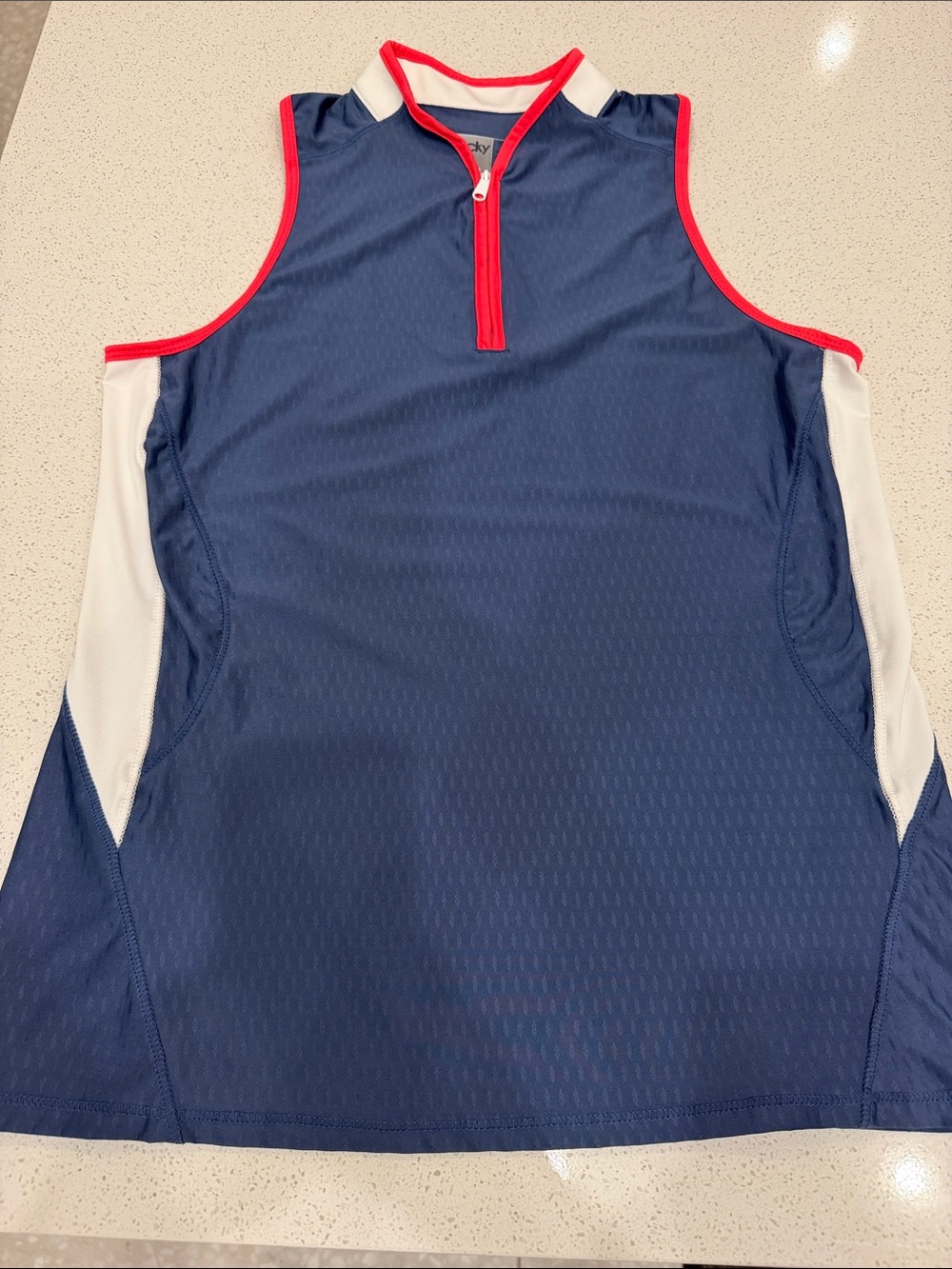 Lucky in Love Navy zip up golf or tennis top